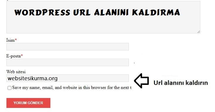 Wordpress Yorum Formundan Web Site URL Alanını Kaldırma